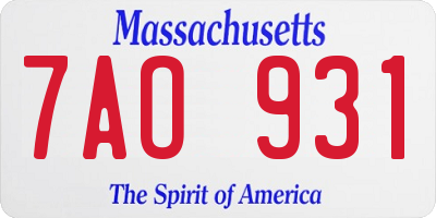 MA license plate 7AO931