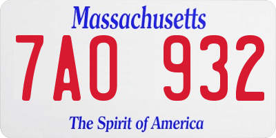 MA license plate 7AO932