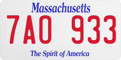 MA license plate 7AO933