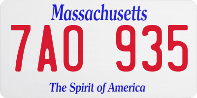 MA license plate 7AO935