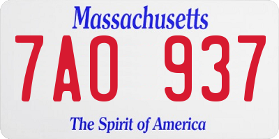 MA license plate 7AO937