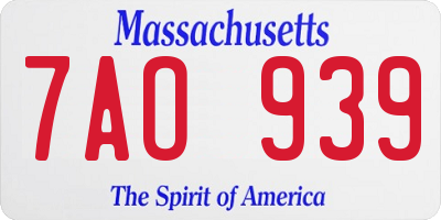MA license plate 7AO939