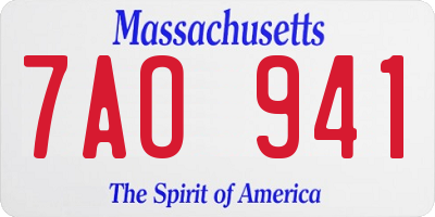 MA license plate 7AO941