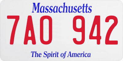 MA license plate 7AO942