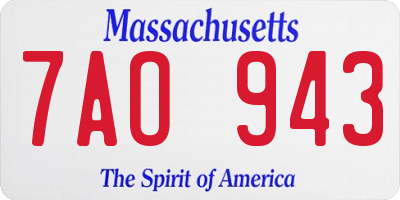 MA license plate 7AO943