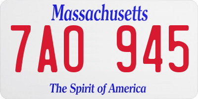 MA license plate 7AO945