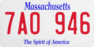 MA license plate 7AO946