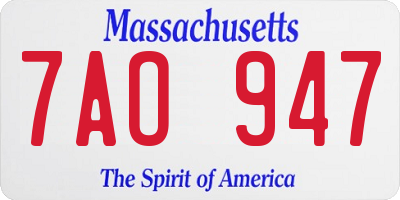 MA license plate 7AO947
