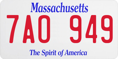 MA license plate 7AO949