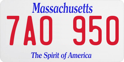 MA license plate 7AO950