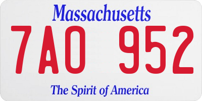 MA license plate 7AO952