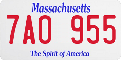 MA license plate 7AO955