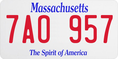 MA license plate 7AO957