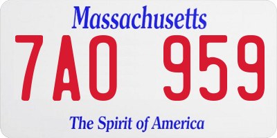 MA license plate 7AO959