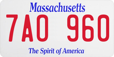 MA license plate 7AO960