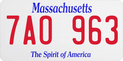 MA license plate 7AO963