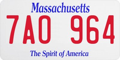 MA license plate 7AO964