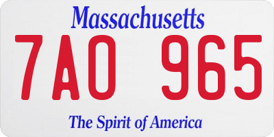 MA license plate 7AO965