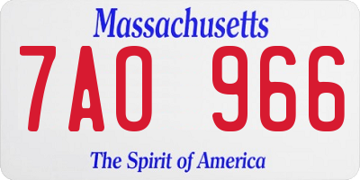 MA license plate 7AO966