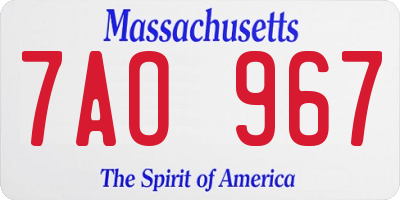MA license plate 7AO967