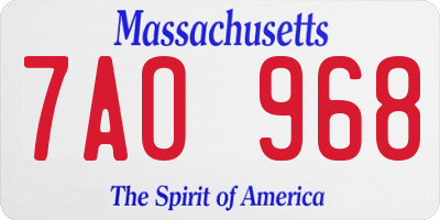 MA license plate 7AO968