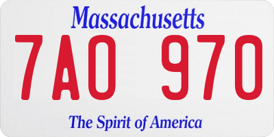 MA license plate 7AO970