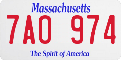 MA license plate 7AO974