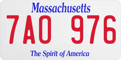 MA license plate 7AO976