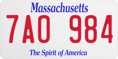 MA license plate 7AO984
