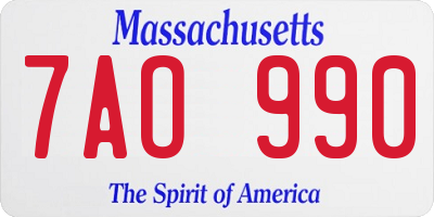 MA license plate 7AO990