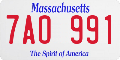 MA license plate 7AO991