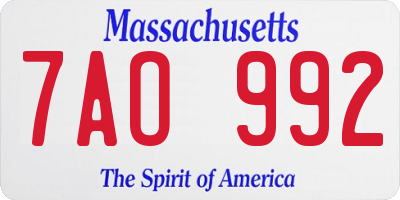 MA license plate 7AO992