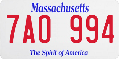 MA license plate 7AO994