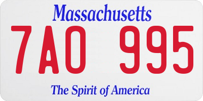 MA license plate 7AO995