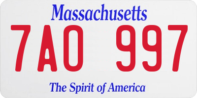 MA license plate 7AO997