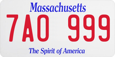 MA license plate 7AO999