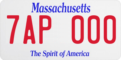 MA license plate 7AP000
