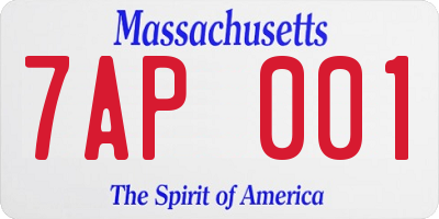 MA license plate 7AP001