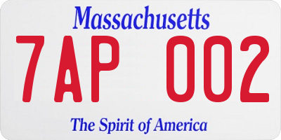 MA license plate 7AP002