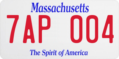 MA license plate 7AP004