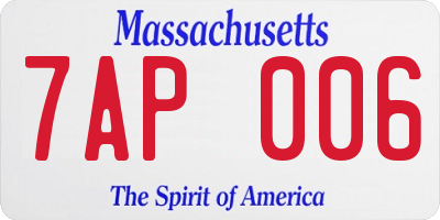 MA license plate 7AP006