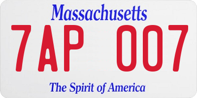 MA license plate 7AP007