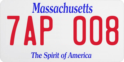 MA license plate 7AP008
