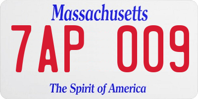MA license plate 7AP009