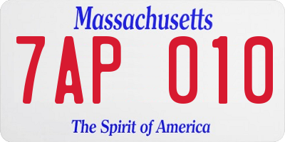 MA license plate 7AP010