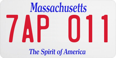 MA license plate 7AP011