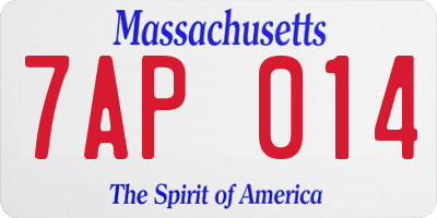 MA license plate 7AP014