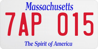 MA license plate 7AP015