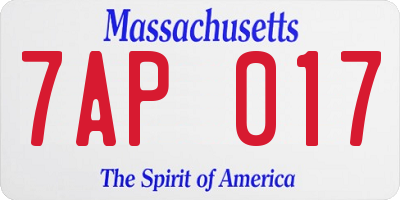 MA license plate 7AP017