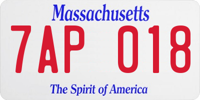 MA license plate 7AP018